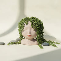Head Planter with Drainage Hole Sculptural Bust Planter Matte for Shelf, Balcony