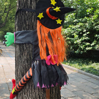 Tree-Climbing Witch Spooky Halloween Decoration Playful Ornament for Spooky Attraction