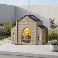 Church-Shaped Bird Feeder Peaked Roof Outdoor Decor Weatherproof