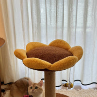 Sunflower Cat Tree with Space Capsule Condo, Wooden Tower