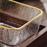 Set of 6 compartmentalized glass serving dishes, gold rim, for appetizers, tapas and evenings with friends