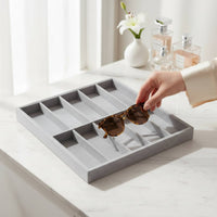 10-Compartment Glasses Tray Velvet-Lined Cloth-Covered Eyeglasses Tray