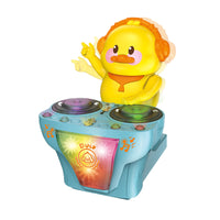 跨境电动儿童玩具音乐灯光DJ万向打碟小鸭唱歌跳舞儿童玩具批发