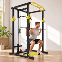 Strength Rack with Cable Pulley Full-Frame Complete Strength Rack Multiple Grip Home Workout Station for Strength Trainers, Weightlifters