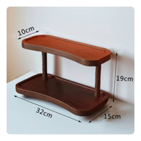 Double Layer Cup Stand Sturdy Double Layer Coffee Holder Wooden for Office, Desk