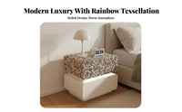 Tessellated Pattern End Table Luxurious Appearance Multi-Compartment Accent Cabinet Large Capacity Storage Nightstand for Bedside, Guest Room