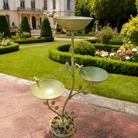 Cast Iron Bird Feeder Bird Bath 3-Tier Tray Pole Mount Wild Bird Feeder Outdoor Garden Decoration