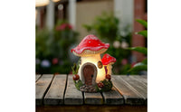 Fungi House with Solar Light Resin Fungi House Outdoor for Flower Bed
