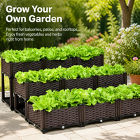 Planter Box Outdoor, Tiered Vertical Garden for Balcony, Stackable Reinforced Raised Base, Dark Brown Vegetable Planting 37-280cm