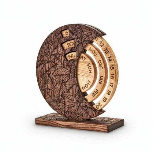 Wooden Perpetual Calendar Decorative Perpetual Desk Calendar Rustic for Office