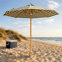 Striped Patio Umbrella Support Structure Round Patio Umbrella Metal Lower Section Sun Cover for Beach
