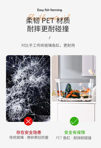 Plastic Desktop Small Fish Tank with Green Plant Lid Transparent Aquarium for Goldfish Turtle