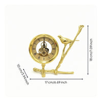 Bird Clock with Stand Gold-Toned Table Clock with Bird Roman Numeral for Bedroom