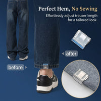 Invisible No-Sew Pant Hem Clip Adjustable Leg Shortener, Universal Fastener for Long Alteration, Chain Style Adjuster