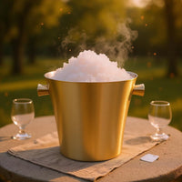 Stainless Steel Ice Bucket Brushed Silver Stainless-Steel-Chiller Bucket Portable Household Container