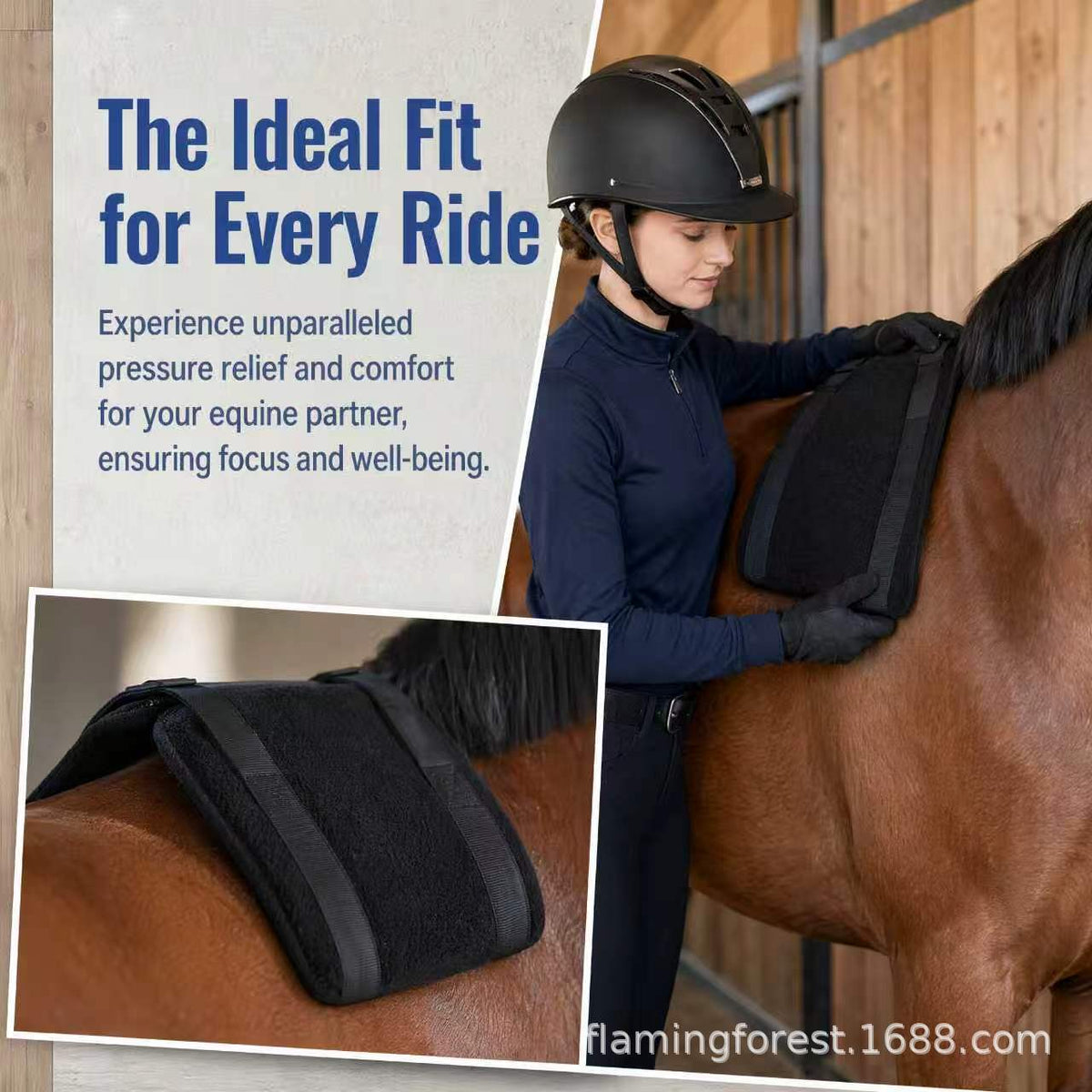 Equestrian Saddle Pad with Cushioning and Warmth, Fleece Material