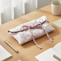 Quilted Writing Instrument Pouch Portable Bowknot Storage Pouch Lightweight