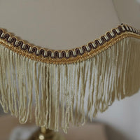 Tassel Lampshade Beige Textile Table Lamp Shade Copper Rim
