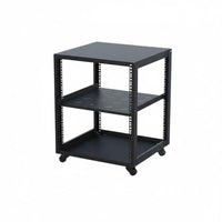 1 Piece 19-inch Network Rack Equipment Stand Rolling Casters Steel Open-frame Adjustable Shelf Locking Suitable for DIY Workspaces Professional Studios