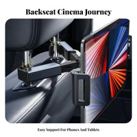 Car Headrest Tablet Mount Hands-Unrestricted Viewing Backseat Tablet Holder Vehicle Headrest Device Holder 360° Rotation