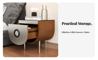 C-Shaped Snack Table Movable Nightstand With Storage Shelf for Bedroom, Students