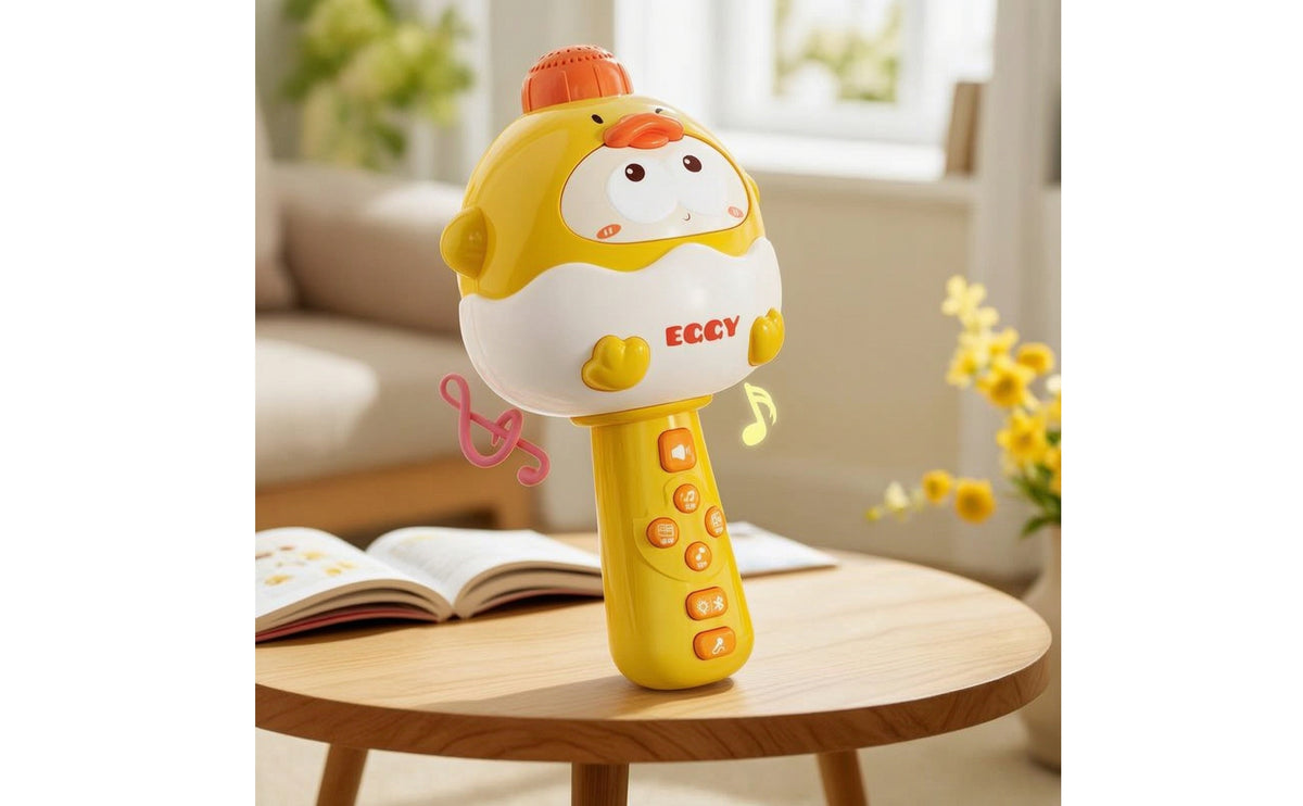 Cartoon Duck Vocal Device Educational Handheld Vocal Device with Speaker Wireless Singing Toy Bluetooth Rechargeable