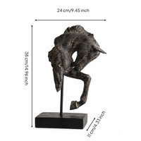 Horse Sculpture on Stand Tabletop Horse Statue with Base Textured Decor for Entryway, Desk, Bookshelf