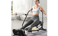 Adjustable Resistance Hydraulic Rowing Machine Compact Hydraulic Rower Low-Impact Rowing Machine with Foot Pedals Space-Saving for Adults, Seniors, Home Gym, Apartment
