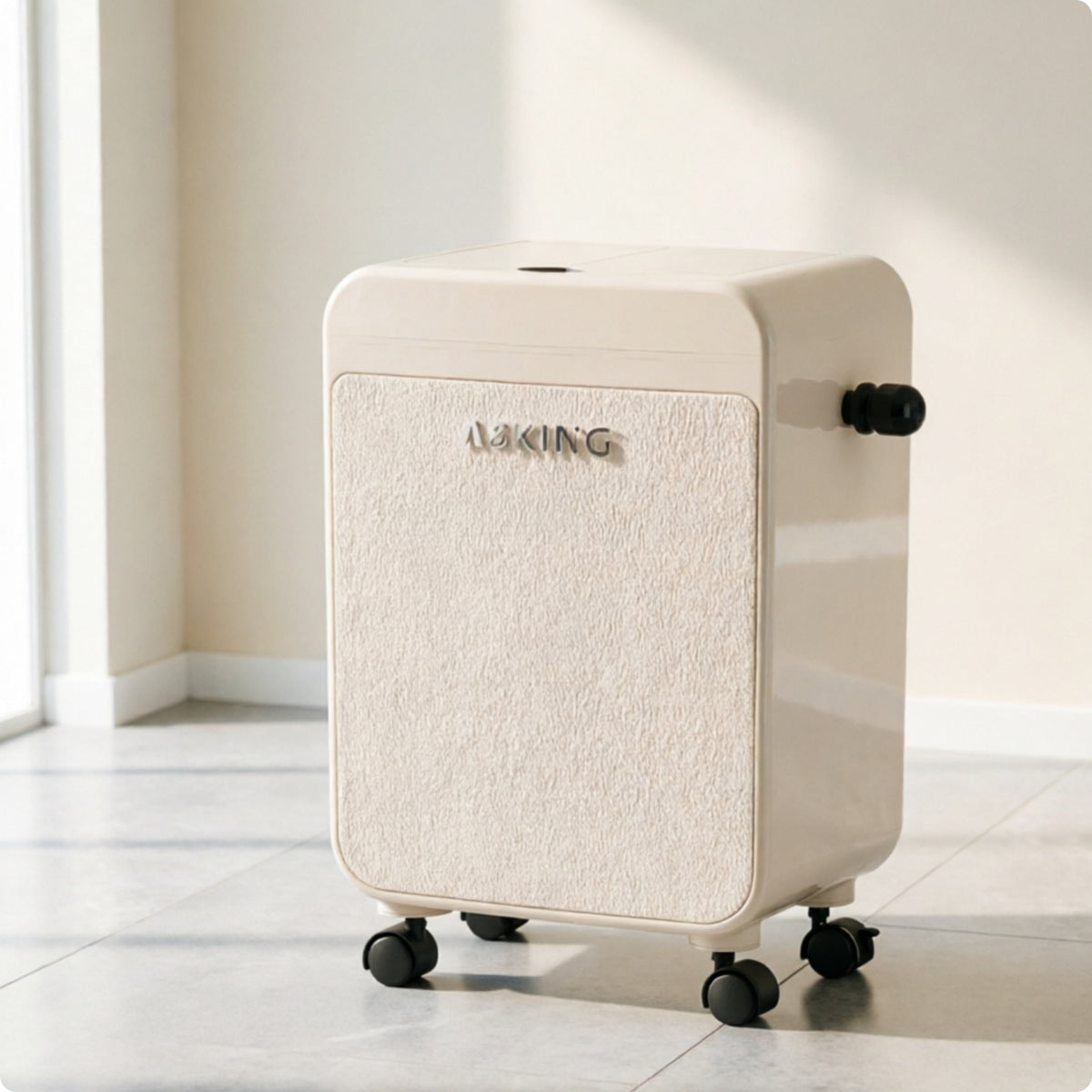 Wheeled Trash Can Fitted Lid Lidded Trash Can Rounded Corners for Bathroom