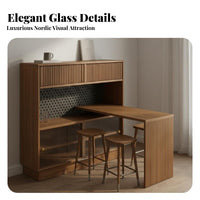 Extendable Kitchen Island Multi-Functional Design Kitchen Island with Storage Space-Saving Solid Wood Sideboard Bar for Homeowners, Hosts, Living Room
