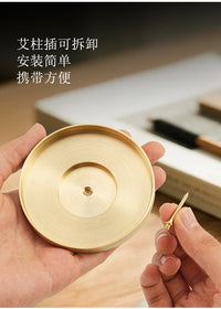 黄铜艾灸托盘家用艾条底座插艾条支架驱蚊熏香艾柱底盘厂家批发