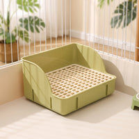 Hare Litter Tray with Grid Firm-Latch Hare Waste Tray with Grate Perforated for Bunnies