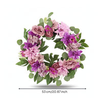 Wreath with Faux Blossoms Multicolor Wreath with Eucalyptus Leaves Full