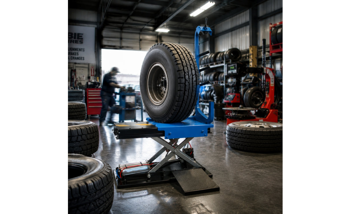 Heavy Duty Tire Lifting Cart with Scissor Lift Compact Pneumatic Tire Lifting Cart for Mechanics