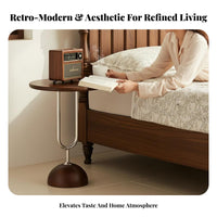 Retro & design C-Shaped End Table Movable with casters Mobile Rack Multi-Functional Household Furniture 2-Tier Storage for Homeowners, Apartment Dwellers, Remote Workers, Living Room, Bedroom, Small Spaces, Home Office