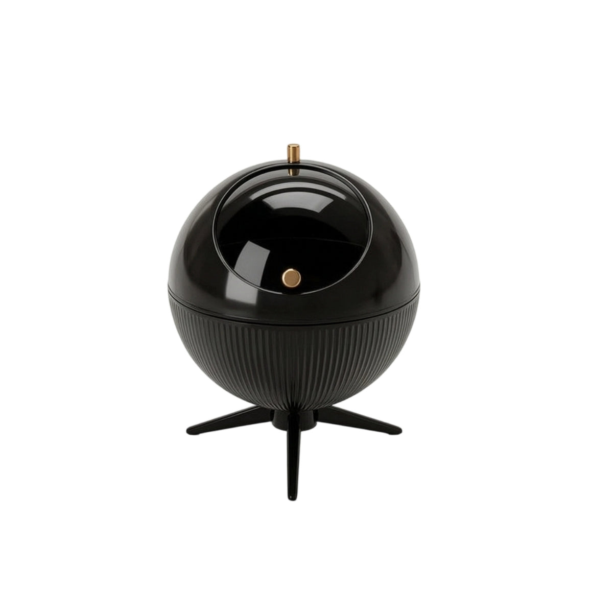 Spherical Trash Bin Ribbed Wastebasket with Lid Round for Living Room, Bedroom