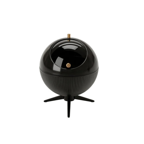 Spherical Trash Bin Ribbed Wastebasket with Lid Round for Living Room, Bedroom