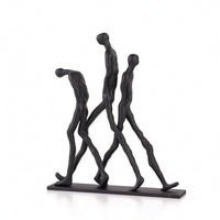 Abstract Human Statue Nordic Metal Sculpture Black for Console Table, Homeowners