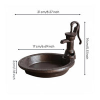 Vintage Hand Pump Bird Feeder Outdoor Garden Decor for Yard, Patio