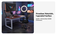 Spacious Desktop Computer Desk Sturdy and Long-Lasting Gaming Desk Heavy Duty Large Writing Table Easy to Clean for Streamers, Telecommute Workers, Students, Dorm Room, Bedroom
