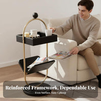 2-Tier Oval Stand Space-Saving Magazine Rack Table Multi-Functional for Bedroom