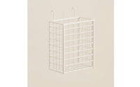 Metal Grid Wall Basket with Hooks Multipurpose Metal Wire Hanging Basket Space-Saving Organizer for Kitchen, Washroom, Closet