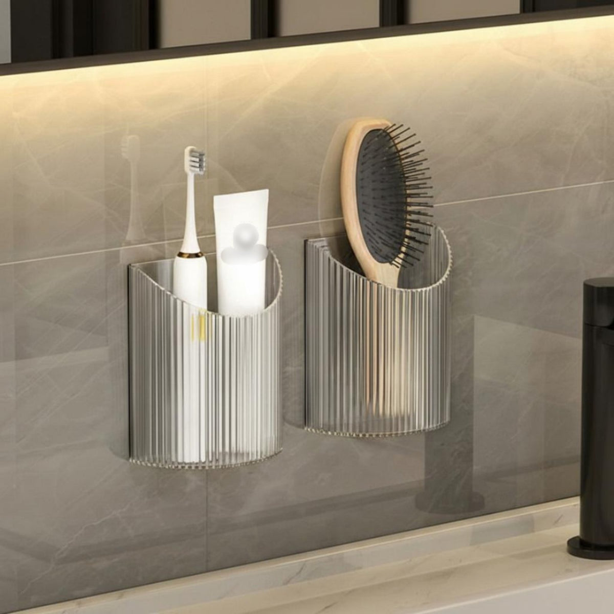 Adhesive Toothbrush Holder Drainage Design Adhesive Shower Caddy Set for Renters