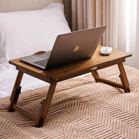 Foldable Bamboo Rattan Bedside Table, No Assembly Required, Natural Color, 50cm