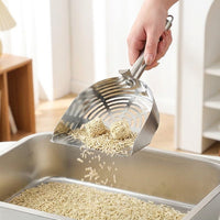 Litter Scooper Cat Sand Sifter, 304 Stainless Steel Litter Sifter with Straight Handle, Essential Pet Care Tool for Every Cat Owner Tray Cleaning