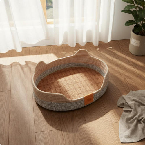 Cat Sofa Lounger Washable Woven Cat Basket Four-Season Use Pet Bed for Cats, Small Dogs