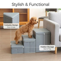 Dog Steps for Small with Soft Textile Construction, Foldable Pet Stairs for High Bed and Sofa, Portable Home Furniture Ladder