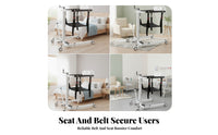 Hand-Crank Folding Patient Lift Padded Manual Transfer Lift Wheeled Medical Equipment Four Casters for Home Care, Nursing Transfers