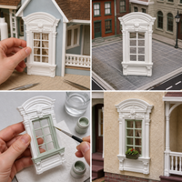 Dollhouse European Style Window Model for Dioramas and Crafts