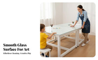 Kindergarten Glass Craft Station Firm Table and Sturdy Kids Group Craft Table Kids Learning Desk for Students, Teachers, Playroom, Home, Homework